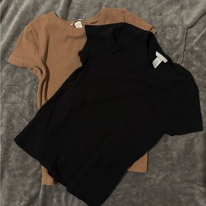 H&M Ribbed Basics Bundle – Tan + Black